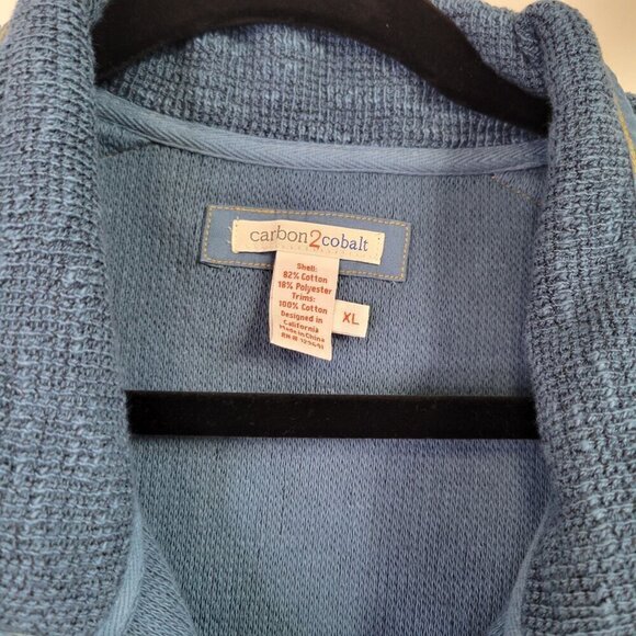 Carbon 2 Cobalt Men's 1/4 Zip Waffle Knit Pullover Blue Sweater Size XL - Picture 6 of 12